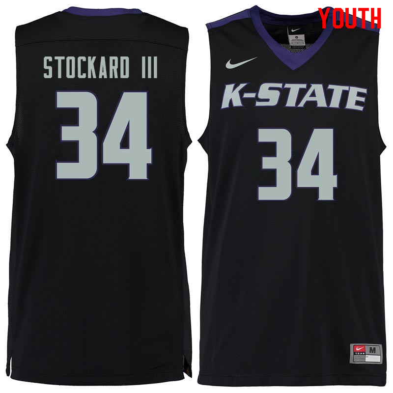 Youth #34 Levi Stockard III Kansas State Wildcats College Basketball Jerseys Sale-Black - Click Image to Close